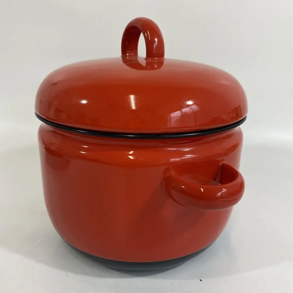 Carl Aubock Culinar Auswien Ostovics Red Enamel Pot Dutch Oven DANISH MODERN